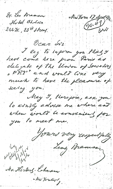 Letter from Leon Bramson