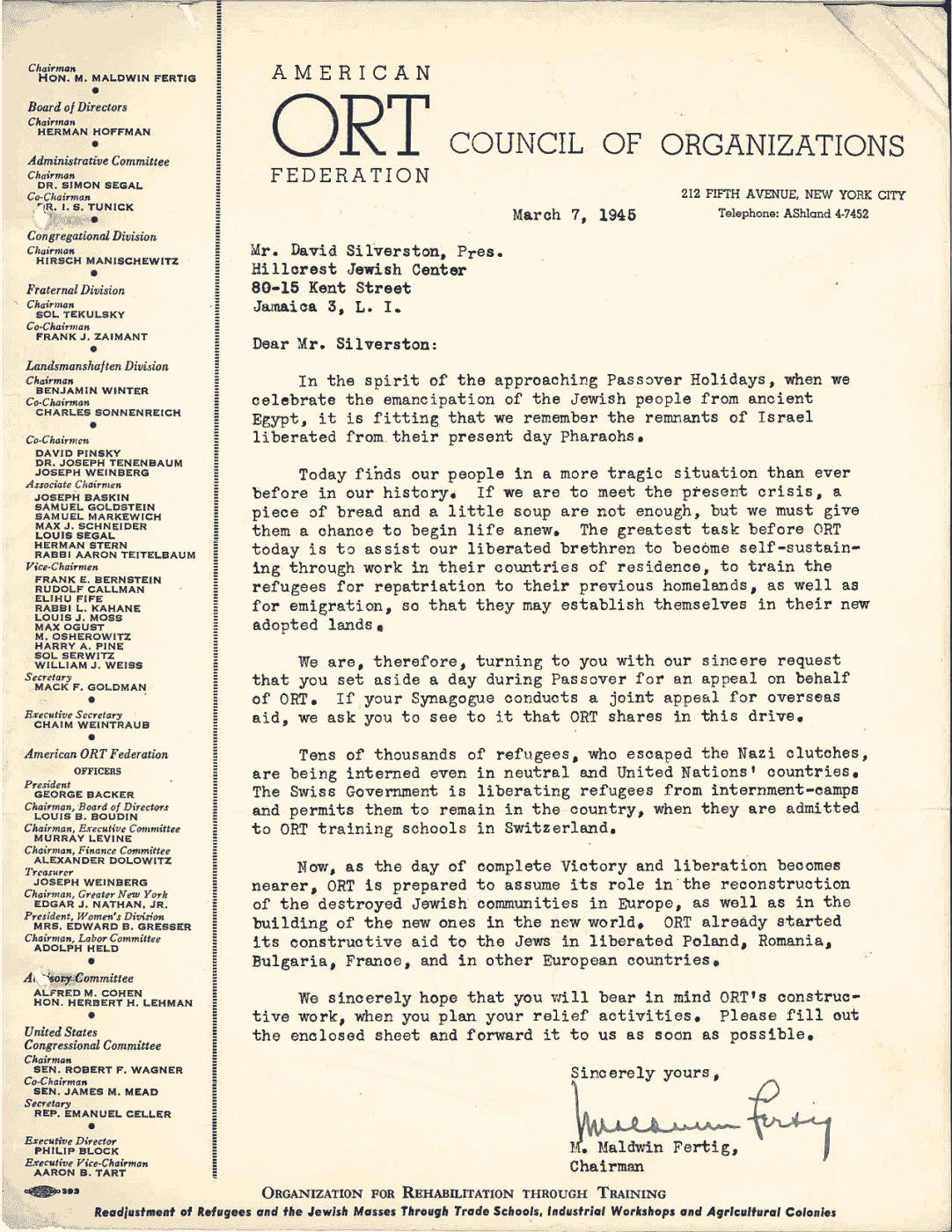 Ort Letter 1945